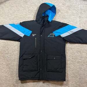 Vintage Carolina Panthers Reebok Pro Line Full Zip Bomber Jacket Zipper replaced